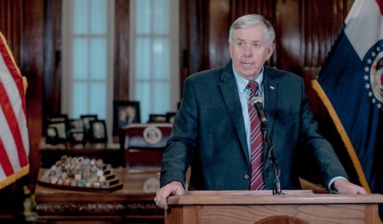 Gov. Mike Parson speaks during a news conference on May 29, 2019, in Jefferson City, Missouri.