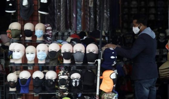 A retail display in Los Angeles carrying an assortment of masks for sale is seen in this photo taken on March 20, 2020.