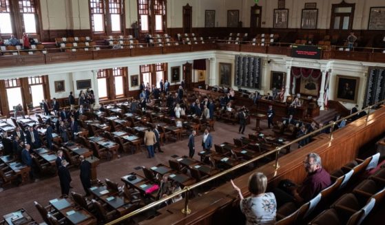 Texas state representatives and visitors are gathered in the House chamber on the first day of the 87th Legislature's special session at the State Capitol on July 8, in Austin, Texas.