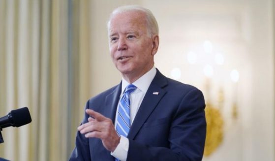 President Joe Biden speaks about the economy and his infrastructure agenda in the State Dining Room of the White House in Washington, D.C., on Monday.