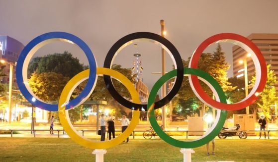 The Olympic rings are seen at Odori Park in Sapporo Hokkaido, Japan, on Tuesday ahead of the Tokyo Summer Games.