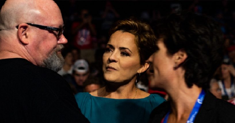 Former television news reporter Kari Lake, now a candidate for the Republican nomination for Arizona governor, is pictured Saturday at the "Rally to Protect Our Elections" in downtown Phoenix.