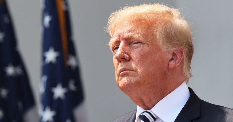 Former President Donald Trump looks on during a news conference at the Trump National Golf Club Bedminster on July 7, 2021, in Bedminster, New Jersey.