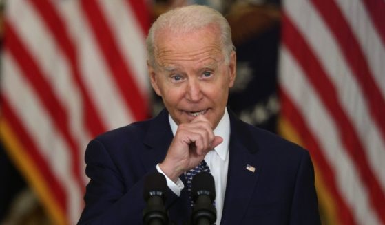 President Joe Biden speaks during an event on Senate passage of the Infrastructure Investment and Jobs Act in the East Room of the White House on Tuesday in Washington, D.C.