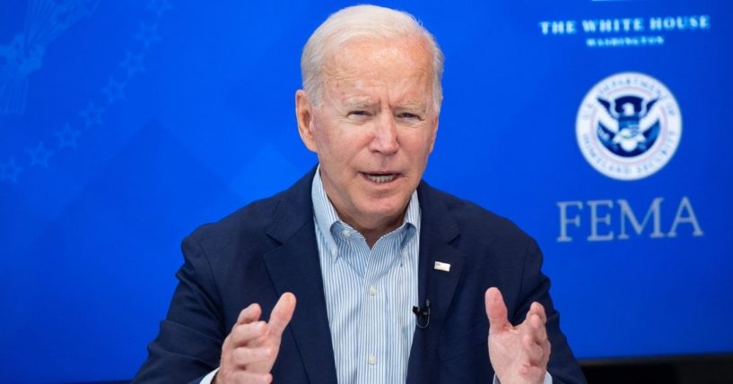 President Joe Biden speaks during a virtual briefing on Saturday.