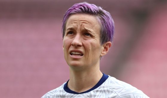 Megan Rapinoe looks on prior to the U.S. women's semifinal against Canada during the Tokyo Olympic Games at Kashima Stadium in Ibaraki, Japan, on Aug. 2.