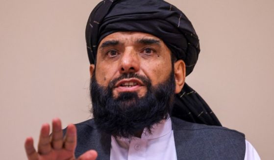 Taliban spokesman Suhail Shaheen attends a news conference in Moscow on July 9.