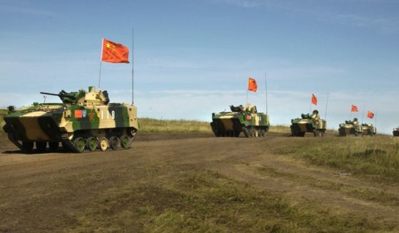 Chinese armored personnel carriers prepare for joint exercises with the Russian military in an image taken in 2007.