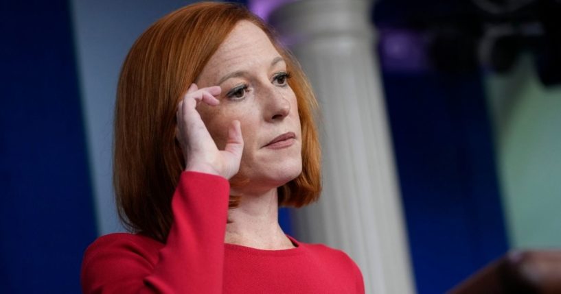 White House press secretary Jen Psaki speaks during the daily news briefing Wednesday at the White House.