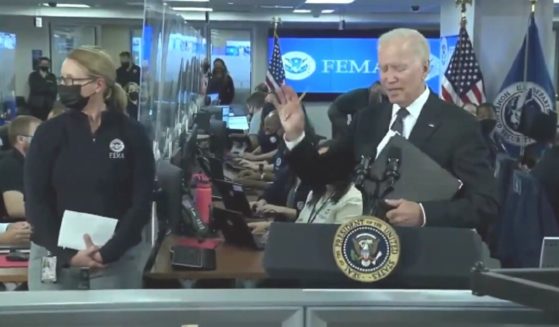 President Joe Biden waves a hand and turns away Sunday from a reporter who asked a question about the withdrawal from Afghanistan.