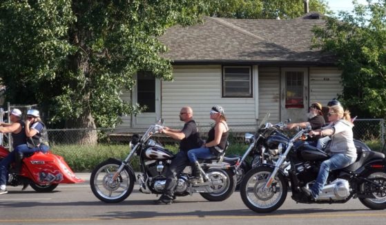 Motorcycle enthusiasts attend the 81st annual Sturgis Motorcycle Rally on Tuesday in Sturgis, South Dakota.