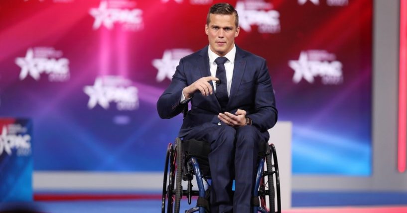 Rep. Madison Cawthorn speaks at the Conservative Political Action Conference at the Hyatt Regency in Orlando, Florida, on Feb. 26, 2021.