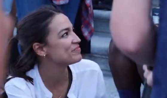 U.S. Rep. Alexandria Ocasio-Cortez at a rally in Washington.