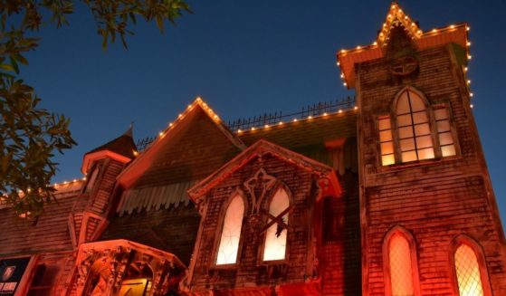 A haunted house attraction at Kissimmee Old Town is seen in Orlando, Florida on Oct. 31, 2018.