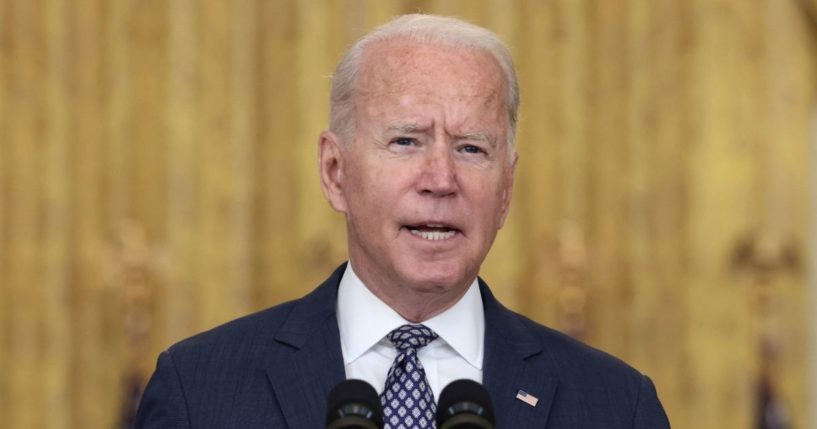 President Joe Biden delivers remarks on the U.S. military’s evacuation efforts in Afghanistan from the East Room of the White House on Aug. 20, 2021.