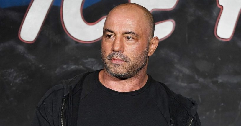 Joe Rogan is seen performing in Pasadena, California, in 2018.