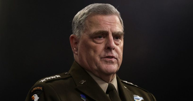 Chairman of Joint Chiefs of Staff Gen. Mark Milley participates in a news briefing at the Pentagon on July 21, 2021, in Arlington, Virginia.