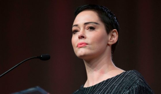 Actress Rose McGowan gives remarks at the Women's Convention in Detroit on Oct. 27, 2017.