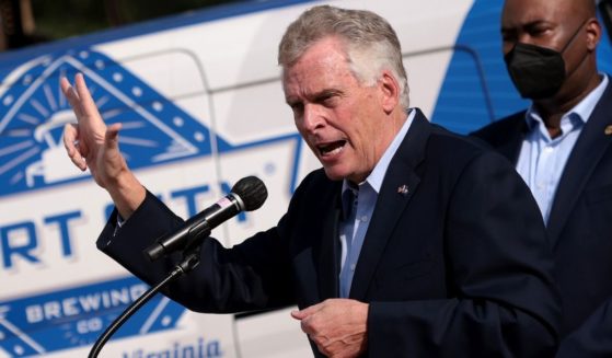 Former Virginia Gov. Terry McAuliffe campaigns for a second term during an event at the Port City Brewing Company on Aug. 12, 2021, in Alexandria, Virginia.