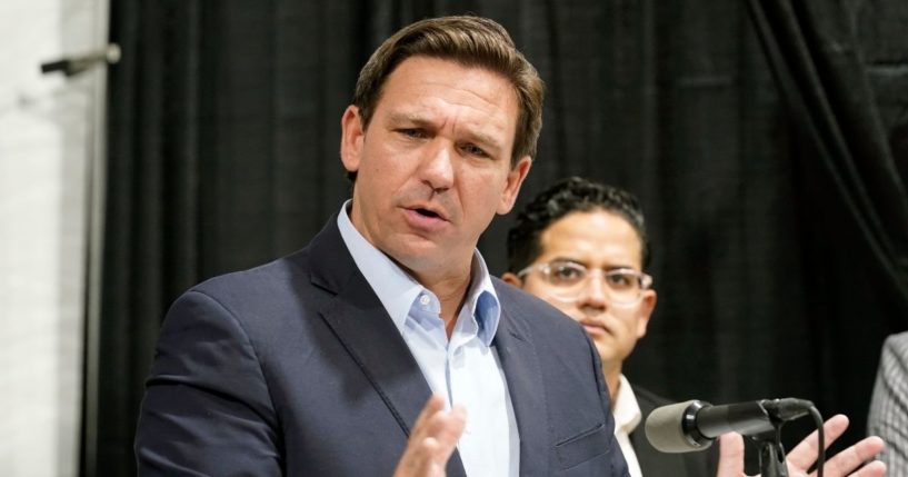 Florida Gov. Ron DeSantis addresses the media in an Aug. 18 file photo.