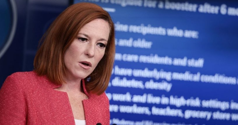 White House Press Secretary Jen Psaki fields questions at a White House press briefing on Monday.