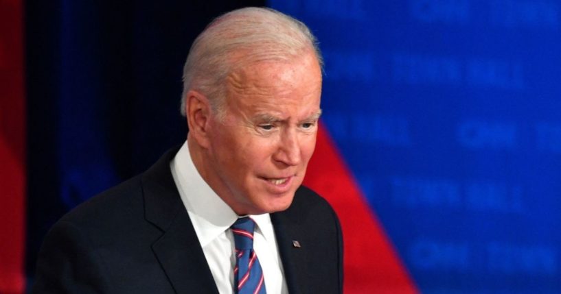 President Joe Biden participates in a CNN town hall at Center Stage in Baltimore on Thursday.