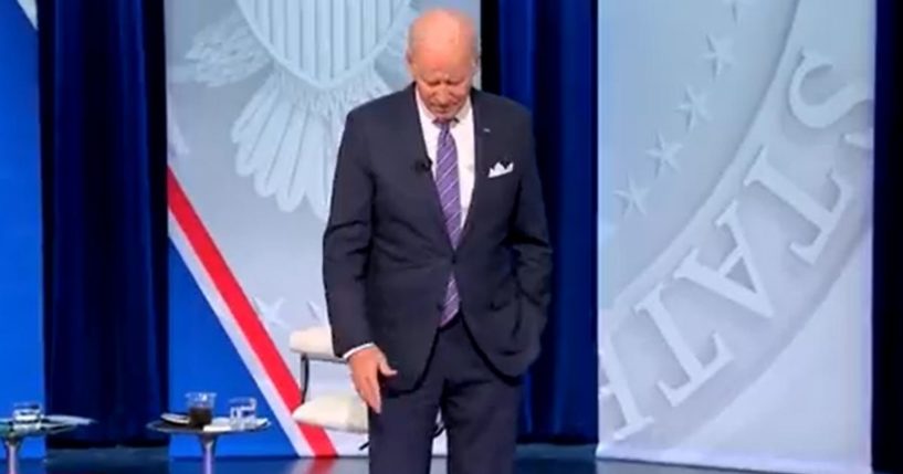 President Joe Biden is seen during a CNN town hall in Baltimore on Thursday.