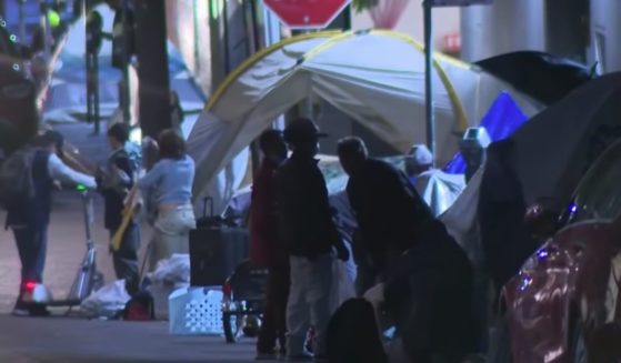 The largest homeless camp in San Francisco is located next to a luxury apartment building.