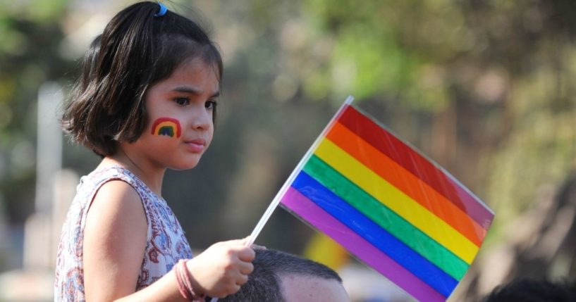 A girl looks on during the "Queer Azadi March" freedom march for LGBT supporters, in Mumbai on Jan. 29, 2011.