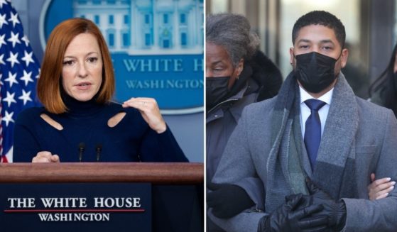 White House press secretary Jen Psaki, left, holds a news briefing at the White House in Washington, D.C., on Friday. Jussie Smollett leaves the Leighton Criminal Court Building on Wednesday in Chicago.