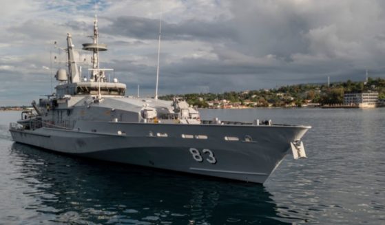 The Royal Australian Navy's Armidale Class Patrol Boat patrols the coast of Honiara in the Solomon Islands on Dec. 9.