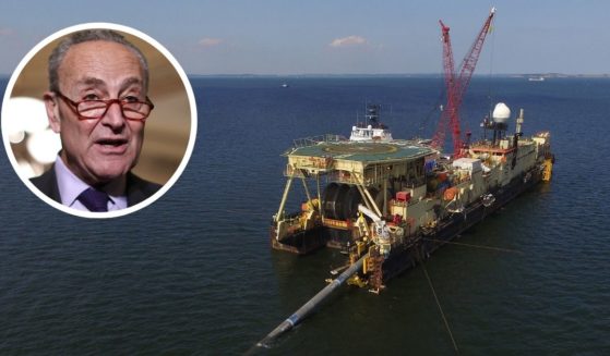 Senate Majority Leader Charles Schumer and other Democrats have received campaign contributions from lobbyists for Russia's Nord Stream 2 pipeline, shown here under construction across the Baltic Sea.