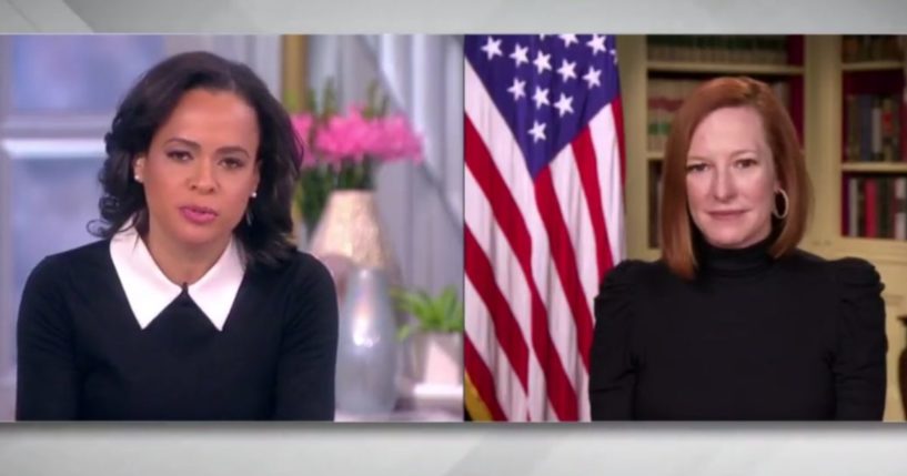 When speaking Friday on ABC's 'The View' about the Democrats' inability to gut the Senate filibuster rule, White House Press Secretary Jen Psaki, right, encouraged those 'frustrated' by the failure to 'have a margarita.'