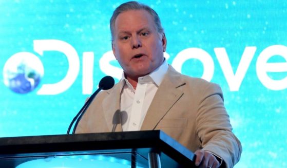 David Zaslav, then-president and CEO of Discovery, gives a speech at the Discovery Network TCA 2020 Winter Press Tour in Pasadena, California, on Jan. 16, 2020.