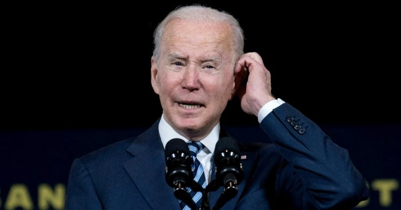 President Joe Biden speaks at the Shipyards in Lorain, Ohio, on Thursday.