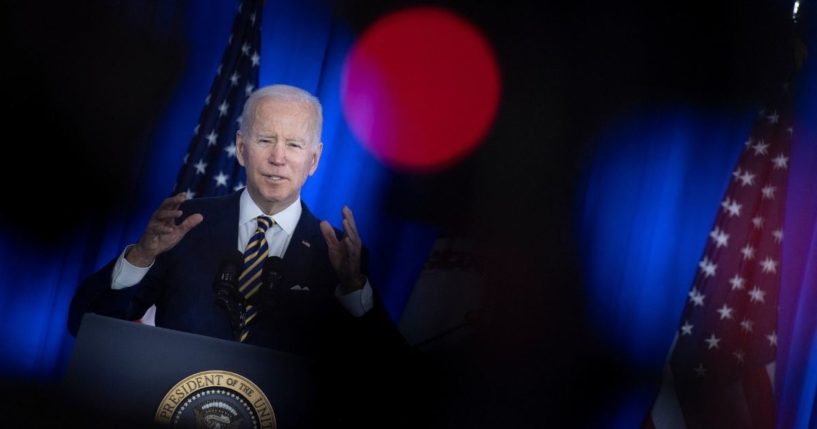 President Joe Biden speaks during an event at Germanna Community College on Thursday in Culpeper, Virginia.