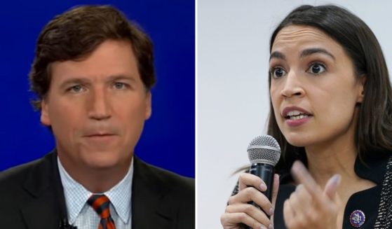 Fox News Tucker Carlson, left; Rep. Alexandria Ocasio-Cortez, right.