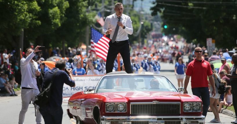 Inductee Vitali Klitschko is seen during the parade of champions at the International Boxing Hall of Fame for the "Weekend of Champions" induction event in Canastota, New York, on June 10, 2018.