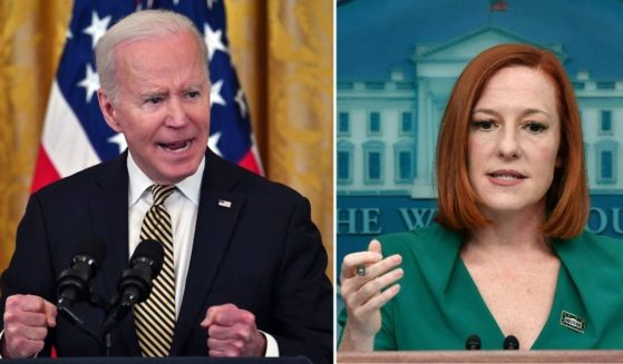 President Joe Biden, left, speaks in the East Room of the White House in Washington, D.C., on Wednesday. White House press secretary Jen Psaki speaks at a media briefing in the White House in Washington, D.C., on Thursday.