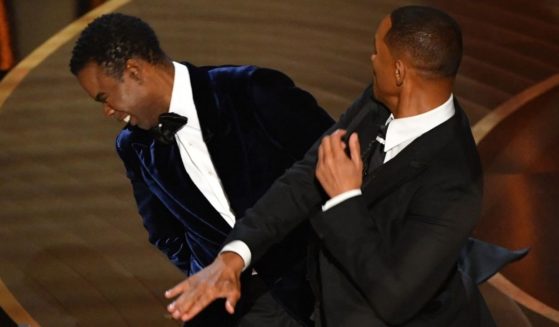 Will Smith slaps Chris Rock onstage during the 94th Oscars at the Dolby Theatre in Hollywood, California, on Sunday.