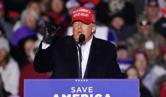 Former President Donald Trump addresses a crowd during a March 12 rally at the Florence Regional Airport in Florence, South Carolina.