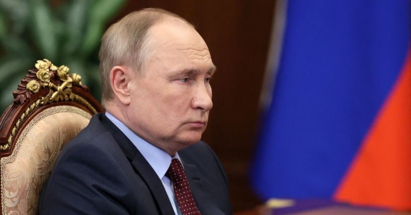 Russian President Vladimir Putin attends a meeting at the Kremlin in Moscow on Wednesday.