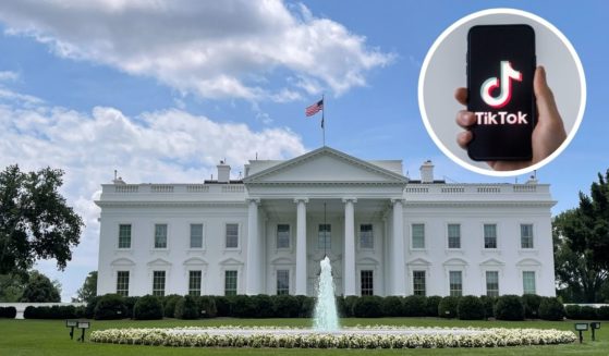 The North Lawn of the White House is seen in Washington, D.C., on July 9, 2021. The TikTok logo is shown on a cellphone in Nantes, France, on Jan. 21, 2021.