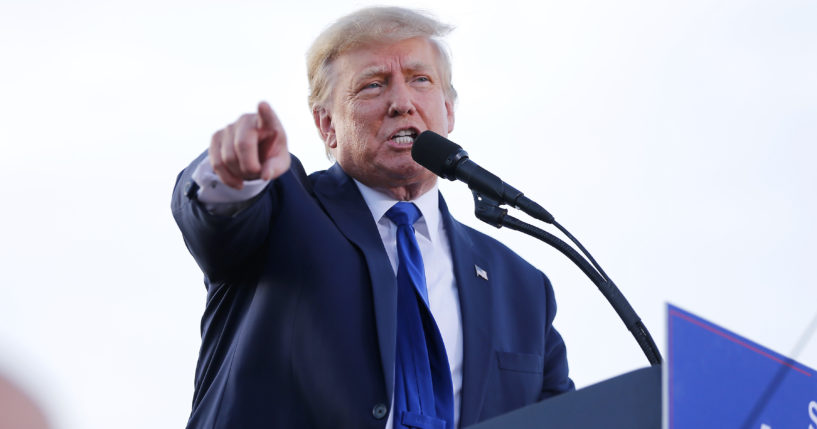 Former President Donald Trump, pictured at an April 23 rally in Delaware, Ohio.