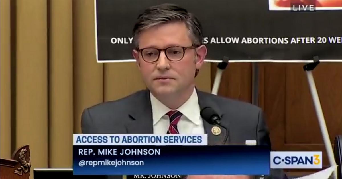 Republican Rep. Mike Johnson of Louisiana questions Aimee Arrambide, the executive director of Avow Texas, a pro-abortion group, during a House Judiciary Committee hearing on Wednesday.