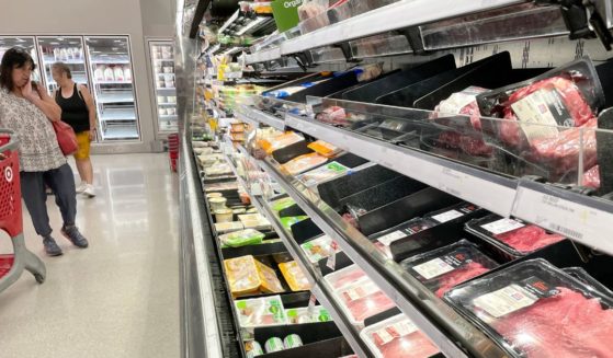 A customer shops for meat at a Target store in San Rafael, California, on Wednesday.