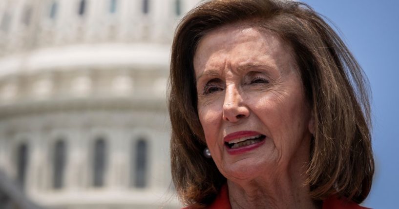 Speaker of the House Nancy Pelosi speaks during a news conference outside the U.S. Capitol on Wednesday in Washington, D.C.