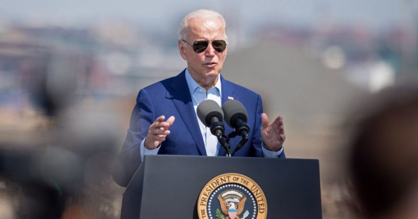 President Joe Biden delivers remarks on climate change on Wednesday in Somerset, Massachusetts.