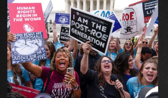 Demonstrators gather outside the Supreme Court in Washington, June 24.