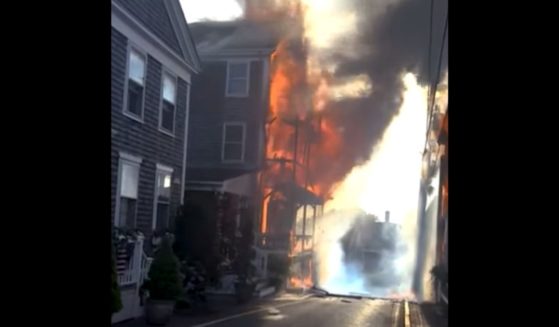 The Veranda House, a historic inn on Nantucket island, Massachusetts, is on fire Saturday.